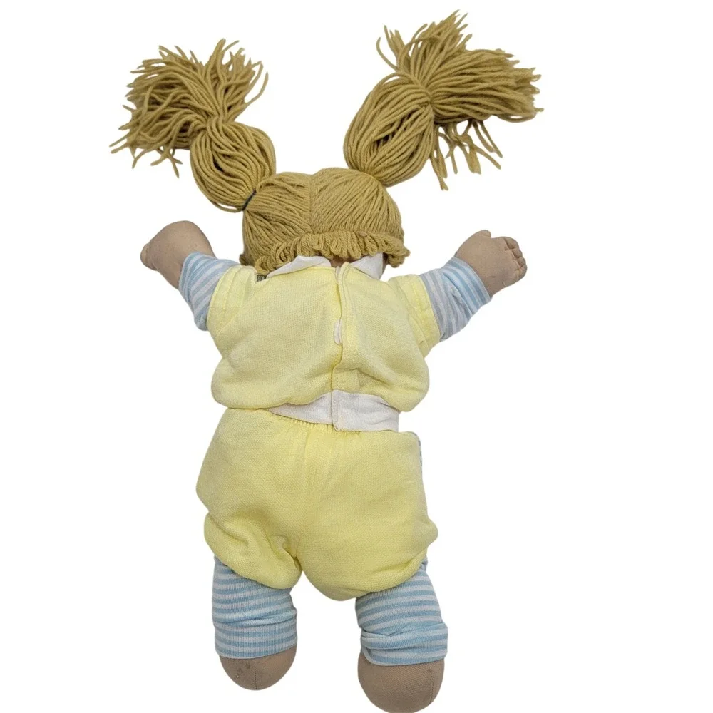 VTG‎ 1985 Cabbage Patch Kids Doll HM 3 Blonde Hair Pigtails Original Yellow Suit